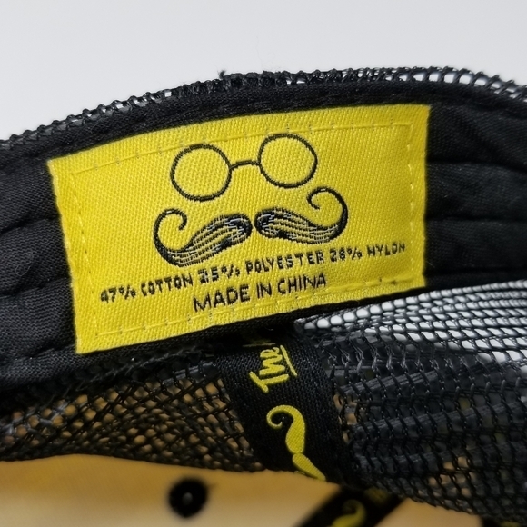 The Traveler Beer Co Trucker Mesh Snap Back Baseball Hat Mustache Black Yellow - Picture 3 of 10